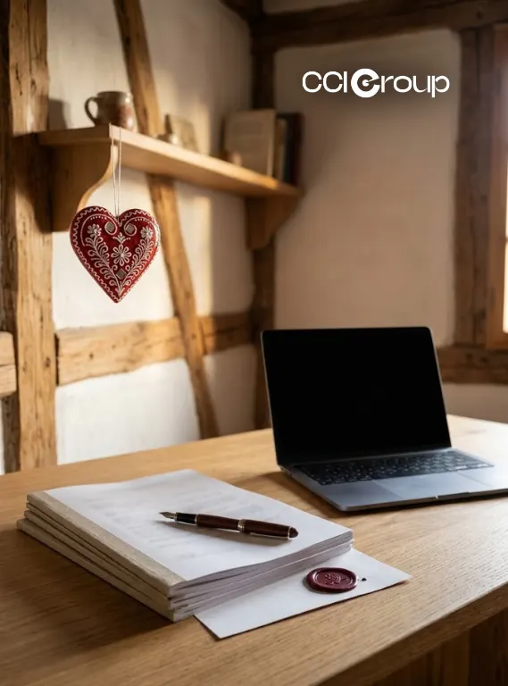 CCIGroup Croatian Translation Services Nationally Recognized Through ATA Desk Laptop Notebook Pen Wax Seal Heart
